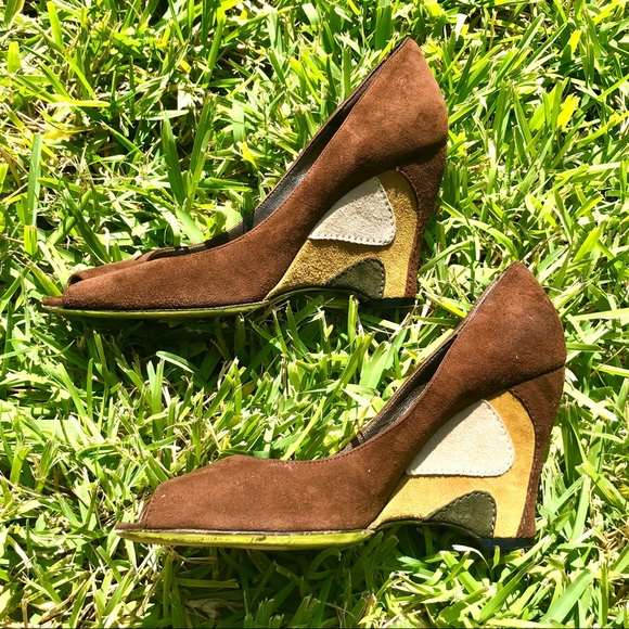 Emilio Pucci suede colorblock wedges - Picture 3 of 7